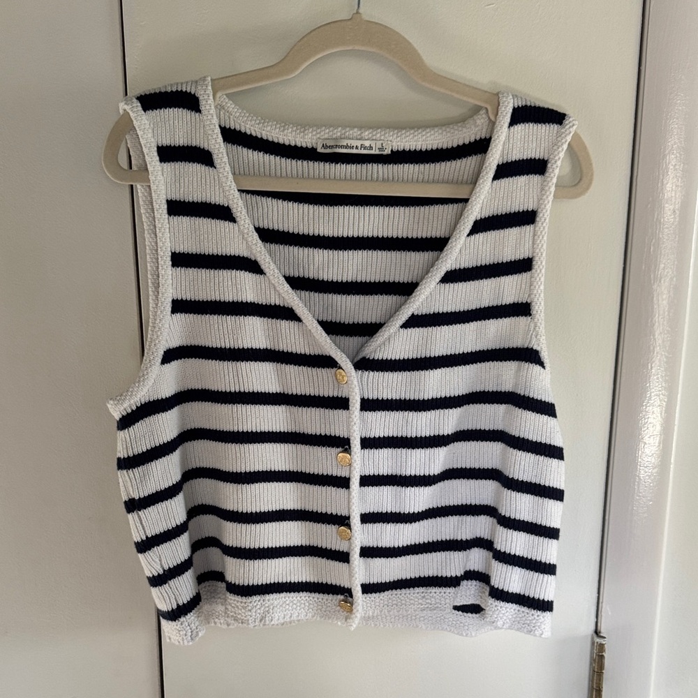 Abercrombie & Fitch Striped Knit Button-Down Vest